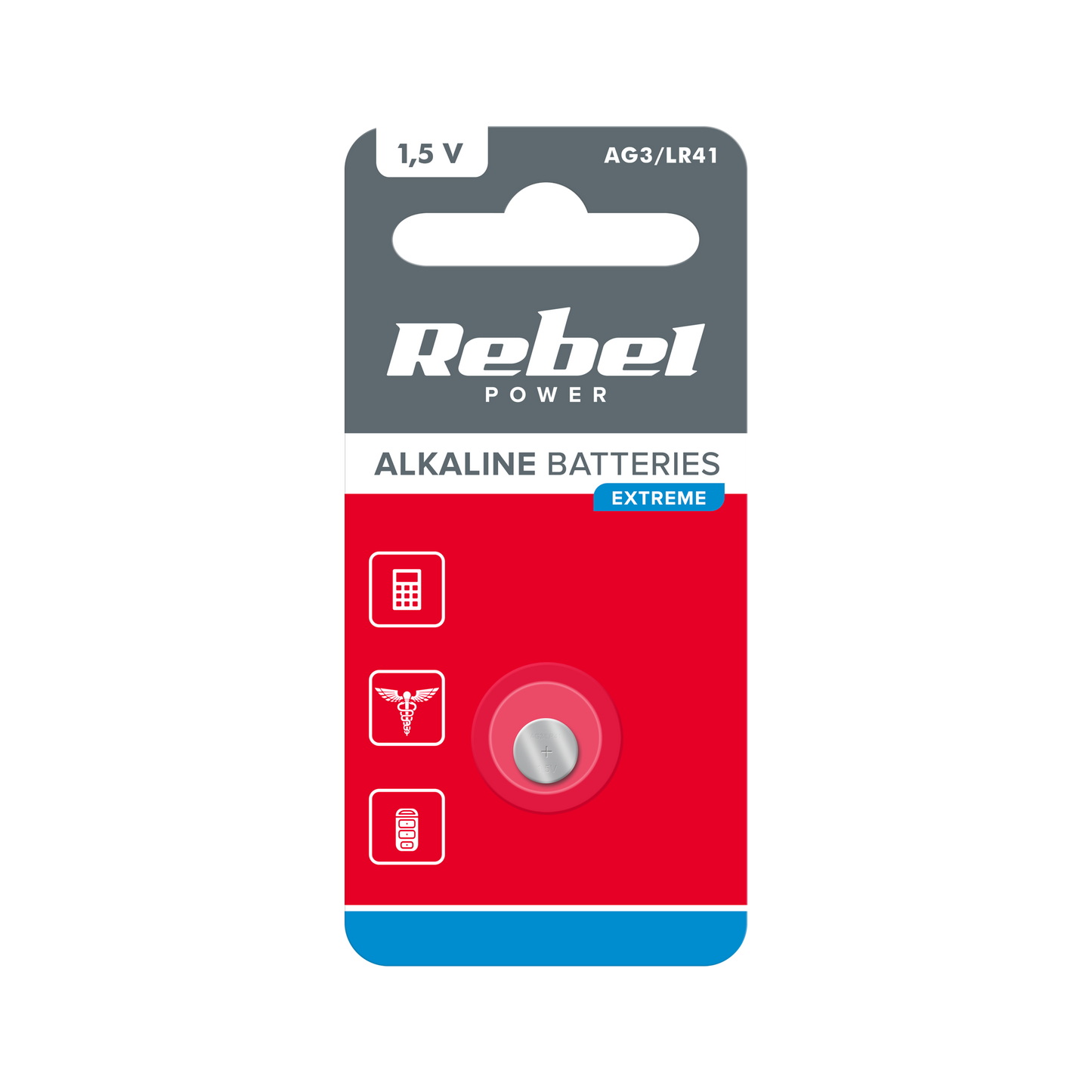 Rebel Alkaline, coin-cell – REBEL EXTREME AG3 Battery, 1 per blister pack.