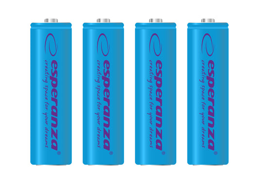 Esperanza EZA104B Esperanza Ni-MH AA Rechargeable Batteries, 2000 mAh, 4-Pack, Blue