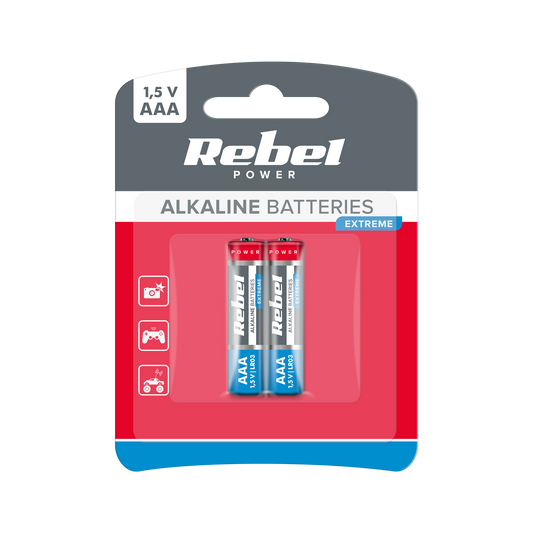 Rebel Alkaline, coin-cell – REBEL EXTREME LR03 Alkaline Batteries, 2 per pack