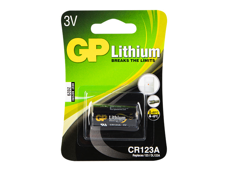 Blow 82-531# 3V CR123A GP lithium battery, blister pack, 16.8 x 34.5 mm