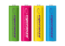 Esperanza EZA108 Esperanza Ni-MH AA Rechargeable Batteries, 2000 mAh, 4-Pack, Assorted Colors
