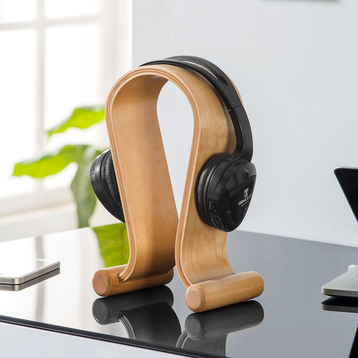 Maclean Headphone Stands and – Maclean Headphone Stand, Wood, Light Oak, MC-815O – image 3