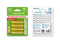 Esperanza EZA104Y Esperanza Ni-MH AA Rechargeable Batteries, 2000 mAh, 4-Pack, Yellow – image 2