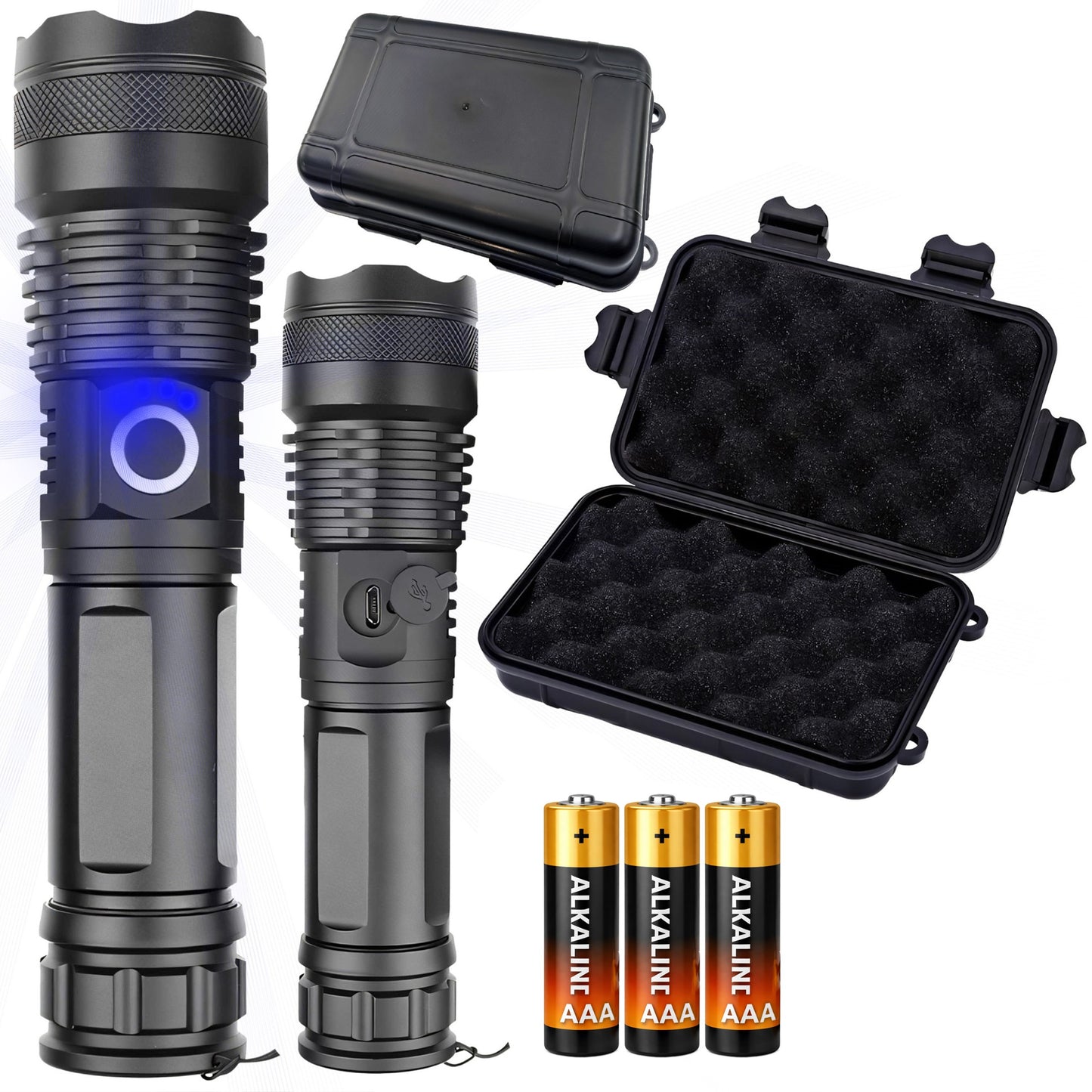 RTO Powerful Cree XHP90 LED Tactical Survival Flashlight with Zoom, Battery-Powered - E953 – image 4