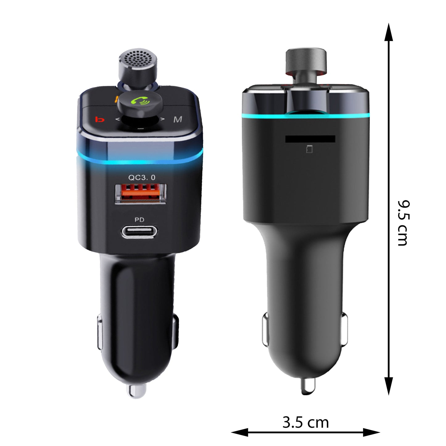 RTO FM Transmitter, Bluetooth, MP3 Player, Charger, 2xUSB, SD Card, LCD - e665 – image 4