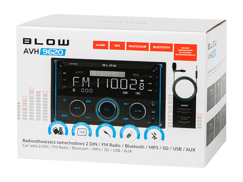 Blow 78-335# AVH-9620 2-DIN Car Stereo with RDS, RGB, MP3, USB, microSD, and Bluetooth – image 5