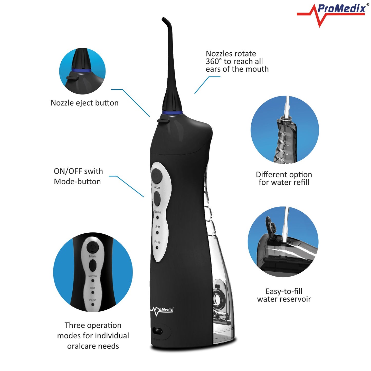 ProMedix Promedix Cordless Irrigator, Dental, for Teeth, Replacement Tips, Black, PR-770 B – image 3