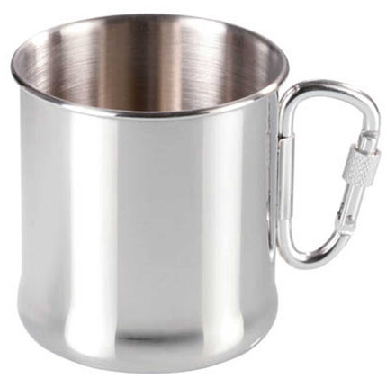 Stainless steel tourist mug with carabiner 270ml