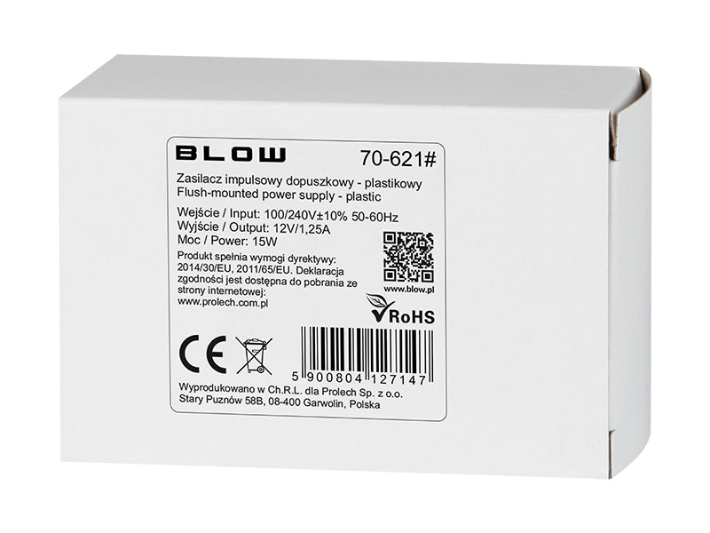 Blow Switching, industrial – 70-621# 12V/1.25A 15W Black Flush-Mount Switching Power Supply – image 2