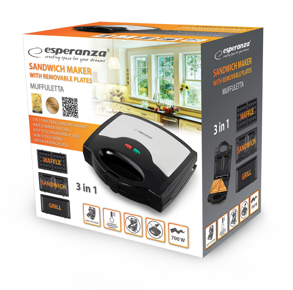 Esperanza Toasters and – EKT005 Esperanza 3-in-1 Multi-Purpose Toaster, Muffuletta, 700 W – image 6