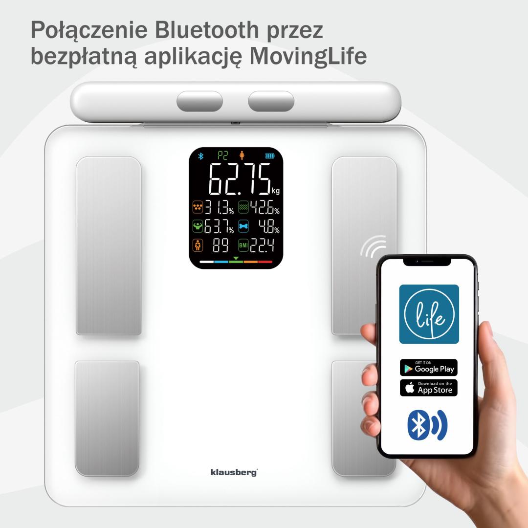 Klausberg Bathroom scale with handle, electronic, precise body composition analysis, white, Klausberg, KB-7857 – image 5