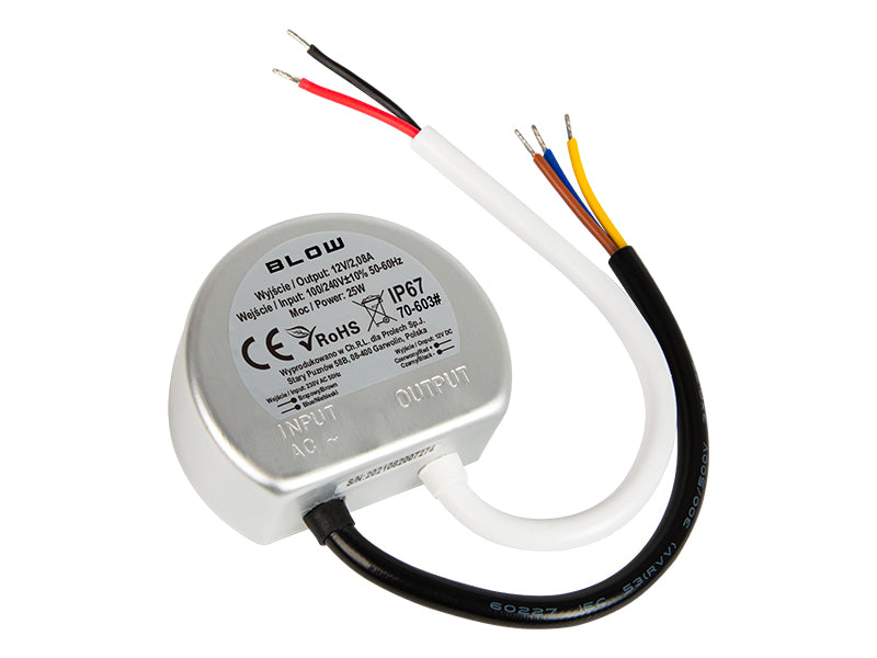 Blow 70-603# 12 V/2.08 A, 25 W flush-mount switching power supply, metal