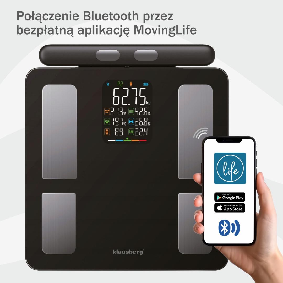 Klausberg Bathroom scale with handle, electronic, precise body composition analysis, black, Klausberg, KB-7856 – image 4