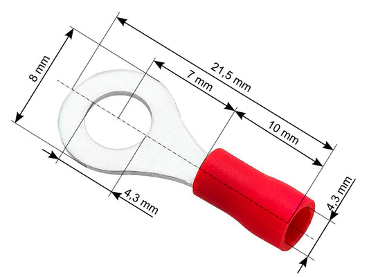 Blow 43-014# Insulated eyelet connector, 4.3 mm screw, 4.3 mm cable, 100 pcs.