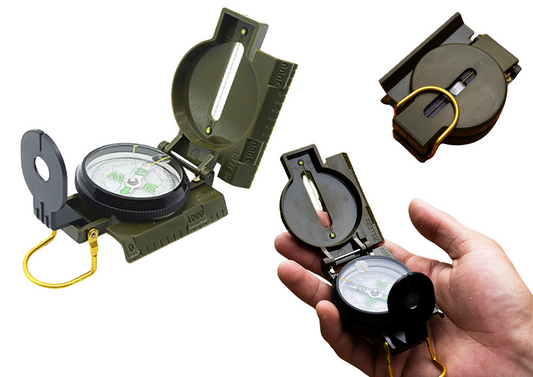 LEAN The – Hiking Compass with Ruler, Fluorescent Markers, and Aluminum Case