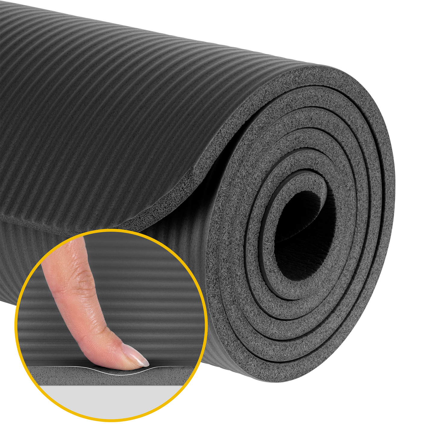 Rebel Exercise mat for yoga, Pilates, and fitness, 183 x 61 cm, 1 cm thick, NBR material, black, REBEL ACTIVE – image 4