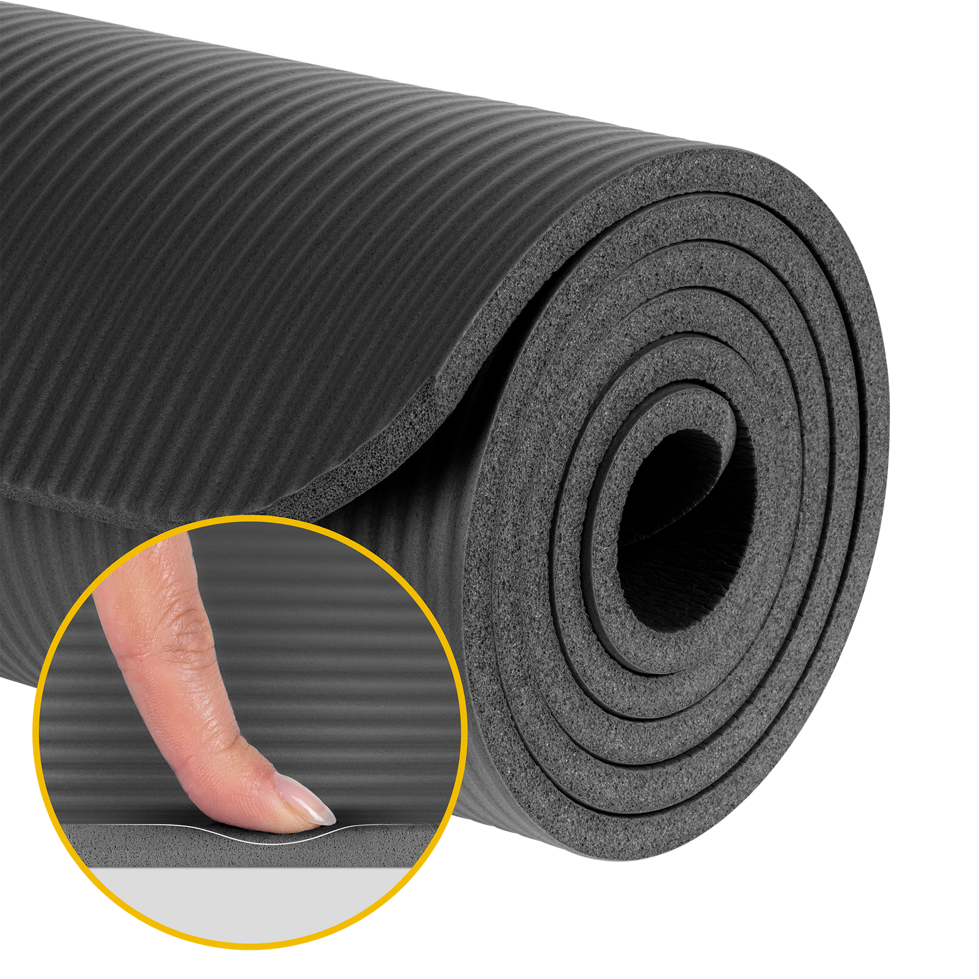 Rebel Exercise mat for yoga, Pilates, and fitness, 183 x 61 cm, 1 cm thick, NBR material, black, REBEL ACTIVE – image 4
