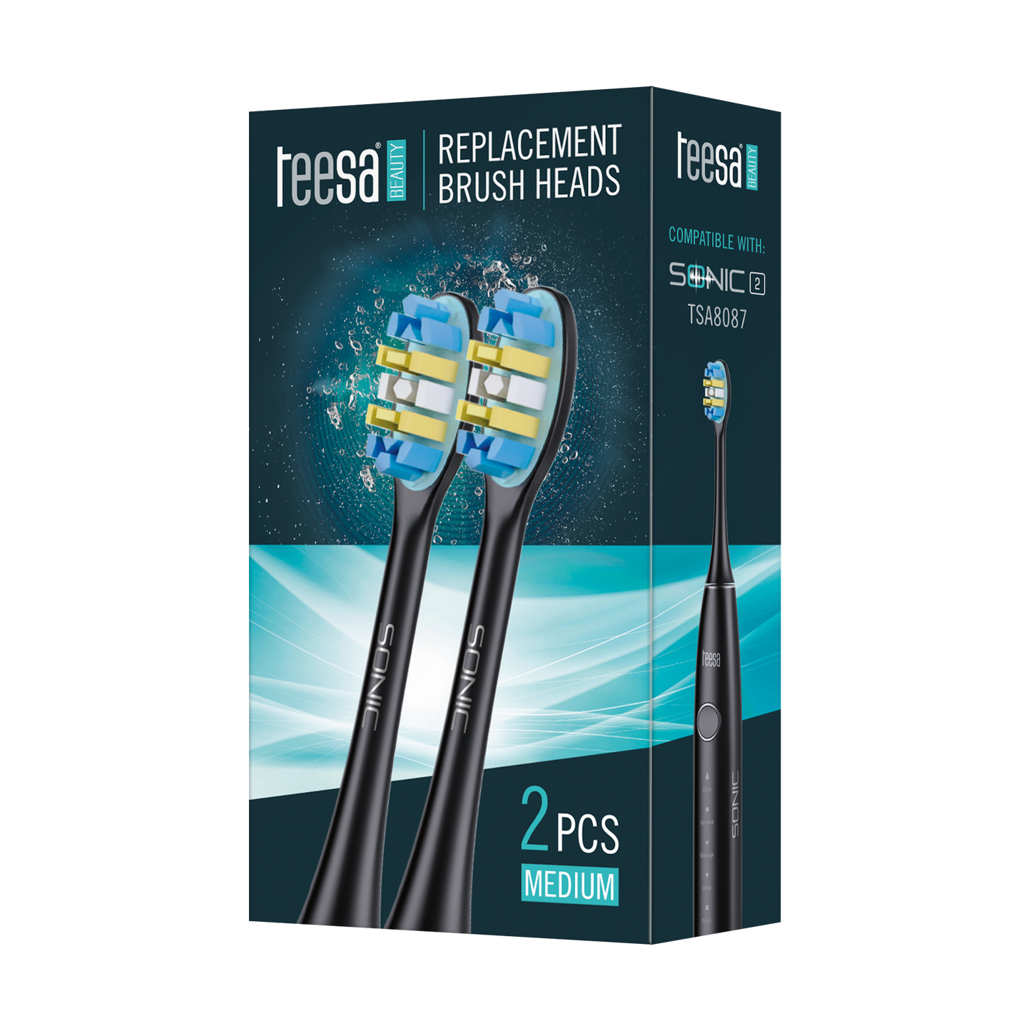 Teesa The remaining – TEESA SONIC 2 TSA8087-B Sonic Toothbrush Heads, Medium – image 3