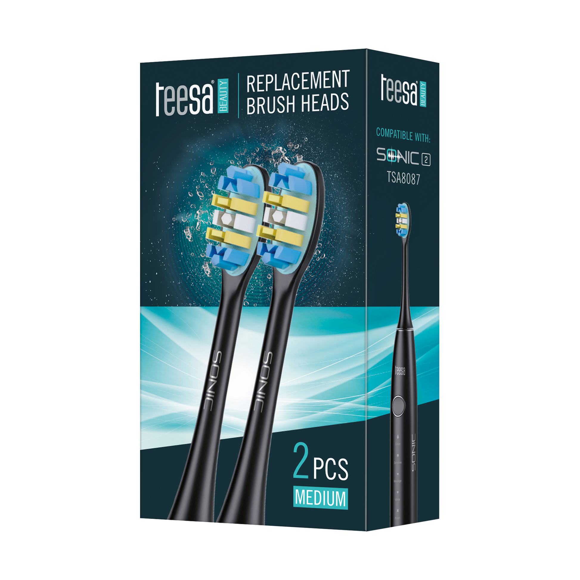 Teesa The remaining – TEESA SONIC 2 TSA8087-B Sonic Toothbrush Heads, Medium – image 3
