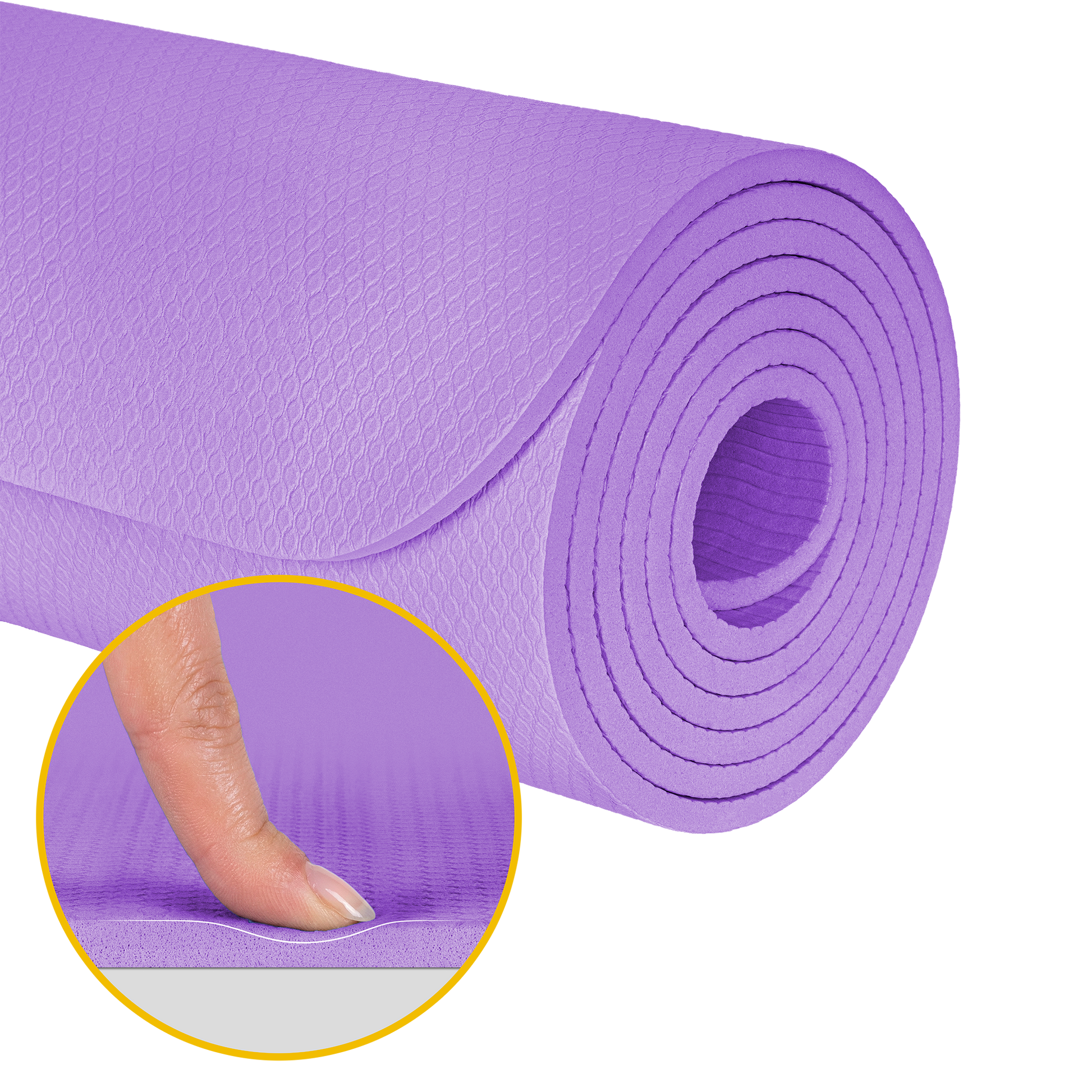 Rebel Exercise mat for yoga, Pilates, and fitness, 183x61 cm, 6 mm thick, TPE material, purple, REBEL ACTIVE – image 4