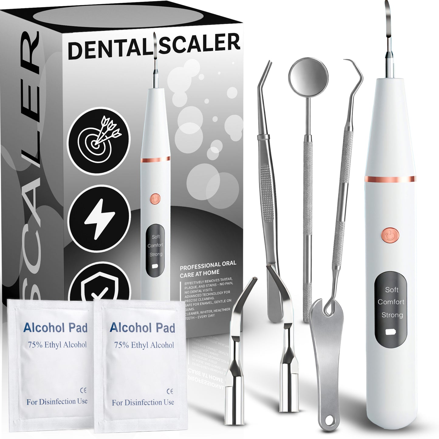 RTO Dental Ultrasonic Scaler for Teeth, Powerful Tartar Removal, USB UR185