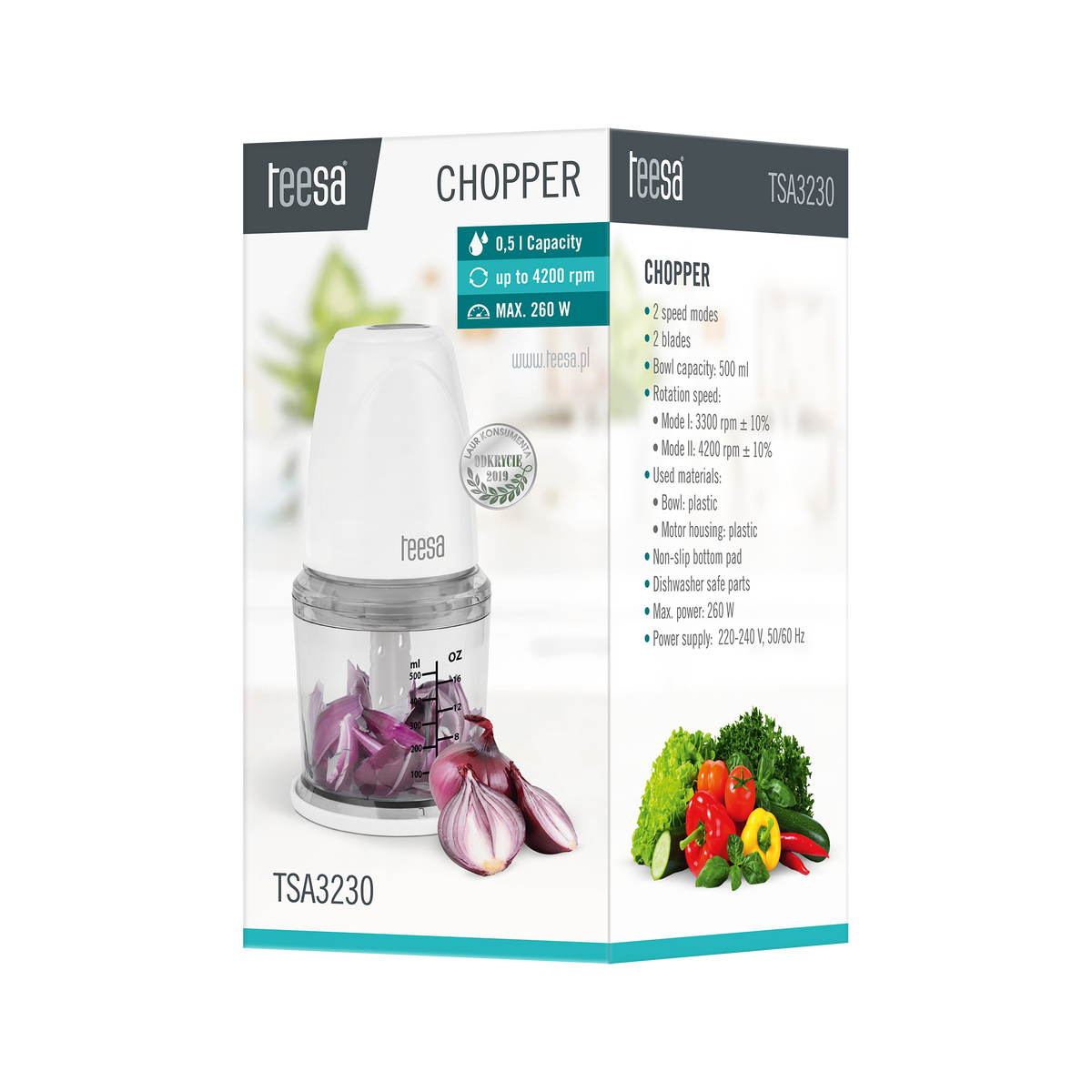 Teesa Mixers – Mini Food Processor with 500 ml Container, 260 W – image 4