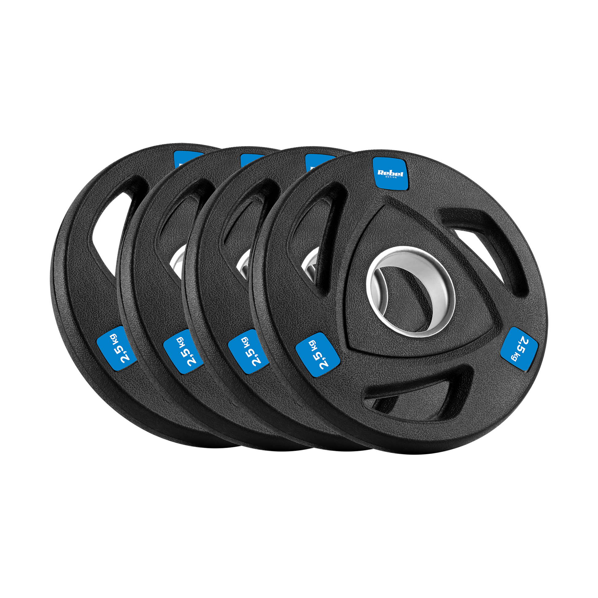 Rebel Rubber-coated cast iron Olympic weights, set of 4 x 2.5 kg, 51 mm hole, REBEL ACTIVE