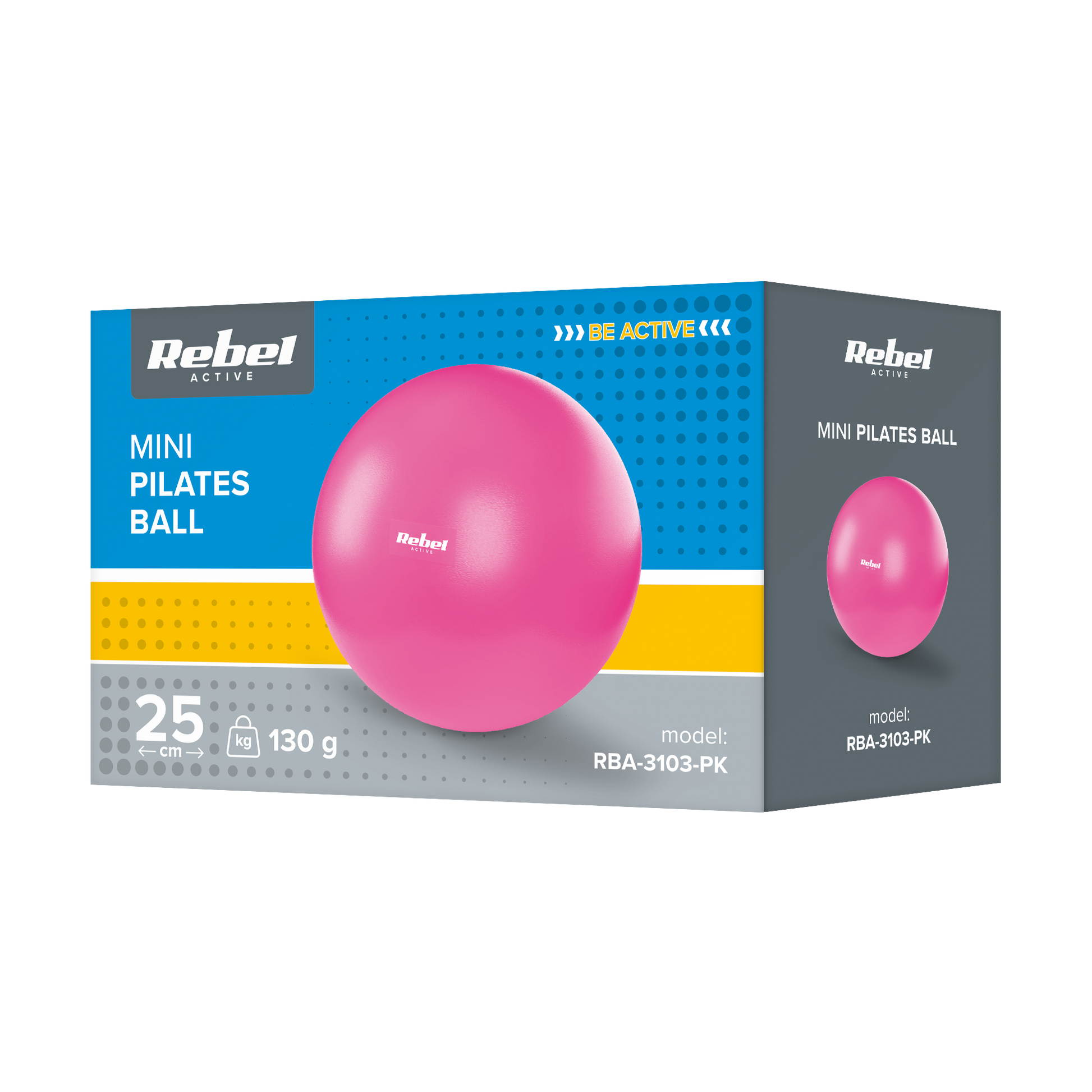 Rebel 25 cm Mini Exercise Ball for Pilates and Rehabilitation, Pink, REBEL ACTIVE – image 4