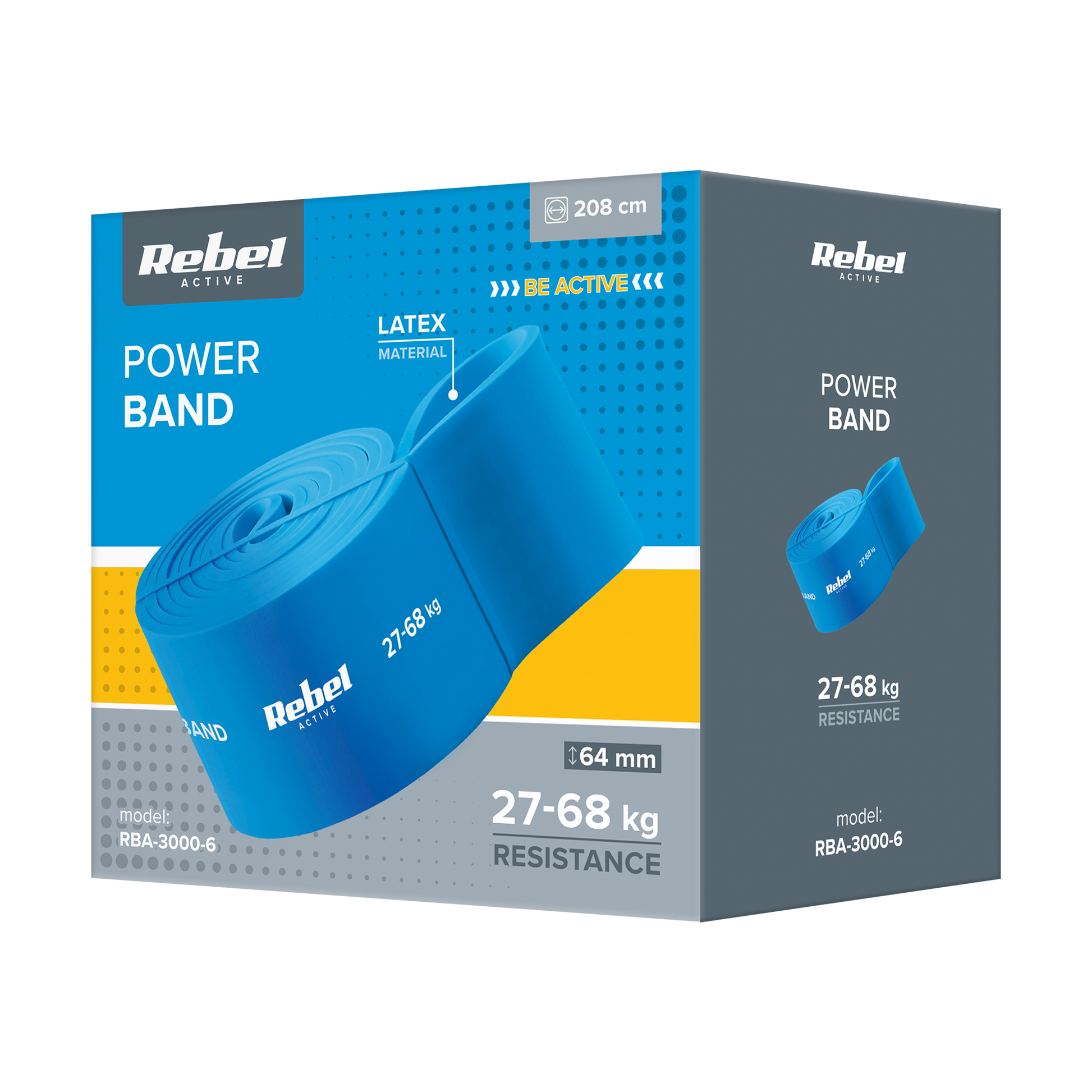 Rebel Latex Exercise Band - Power Band PL-6, Blue 27-68 kg REBEL ACTIVE – image 3