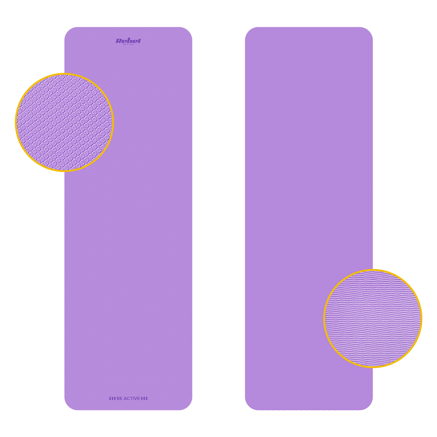 Rebel Exercise mat for yoga, Pilates, and fitness, 183x61 cm, 6 mm thick, TPE material, purple, REBEL ACTIVE – image 3