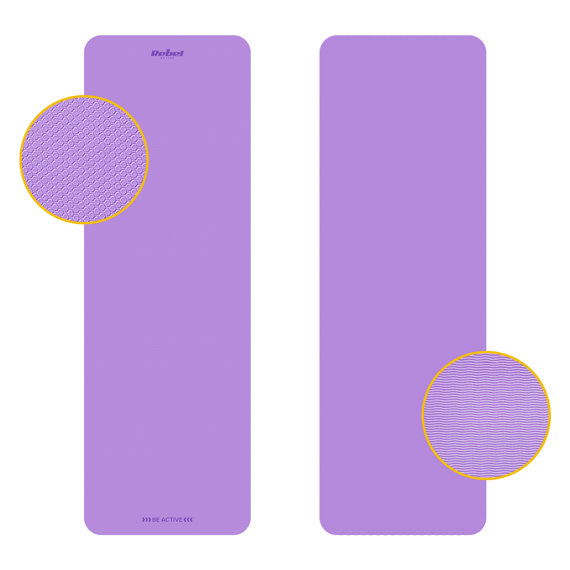 Rebel Exercise mat for yoga, Pilates, and fitness, 183x61 cm, 6 mm thick, TPE material, purple, REBEL ACTIVE – image 3