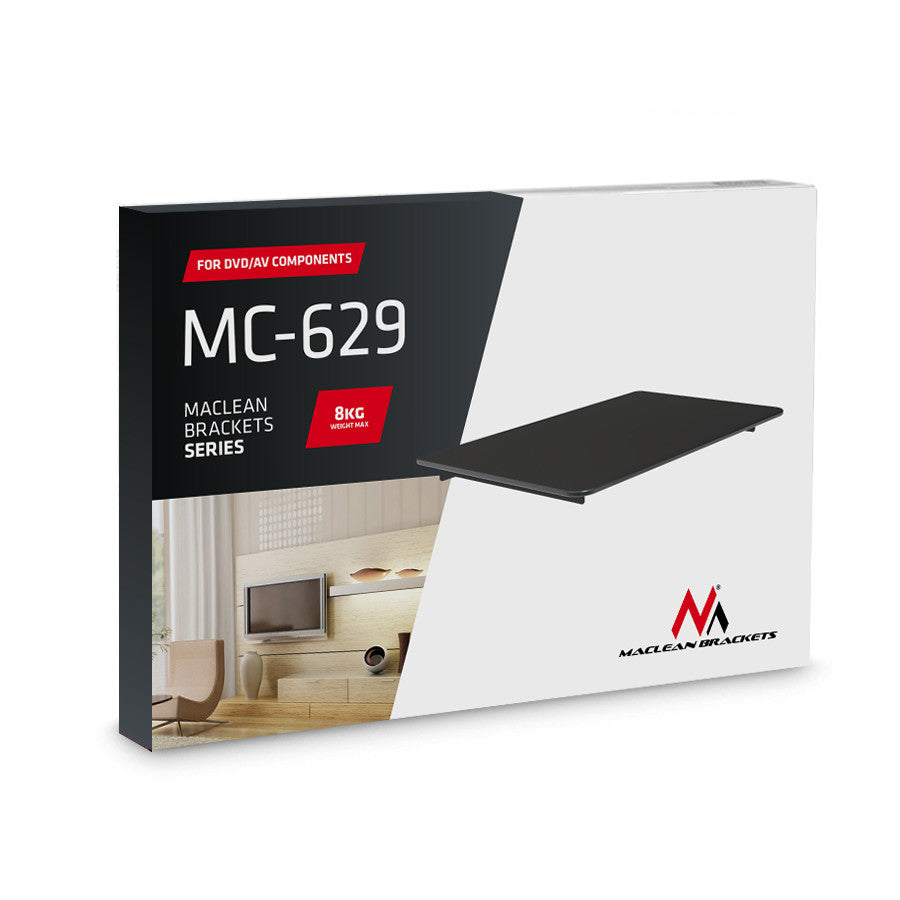 Maclean Maclean Wall Shelf, tempered glass surface, max. 8 kg, for a set-top box, MC-629 – image 9
