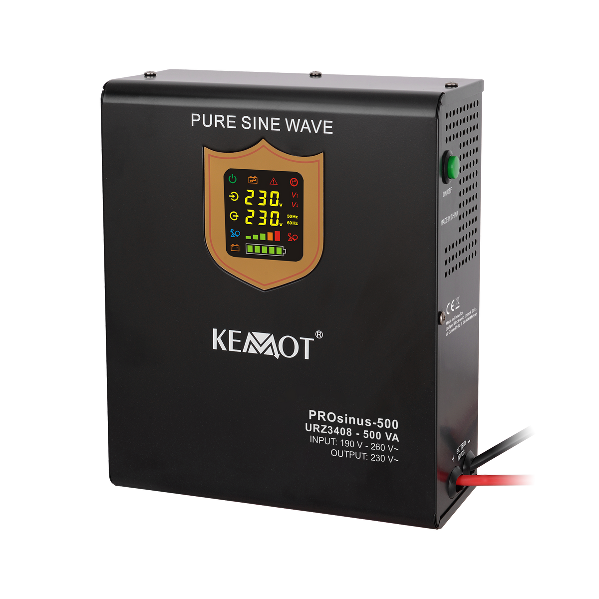 Kemot KEMOT PROsinus-500 Wall-Mounted Emergency Power Supply—a pure sine wave inverter with a charging function—12V, 230V, 500VA/300W