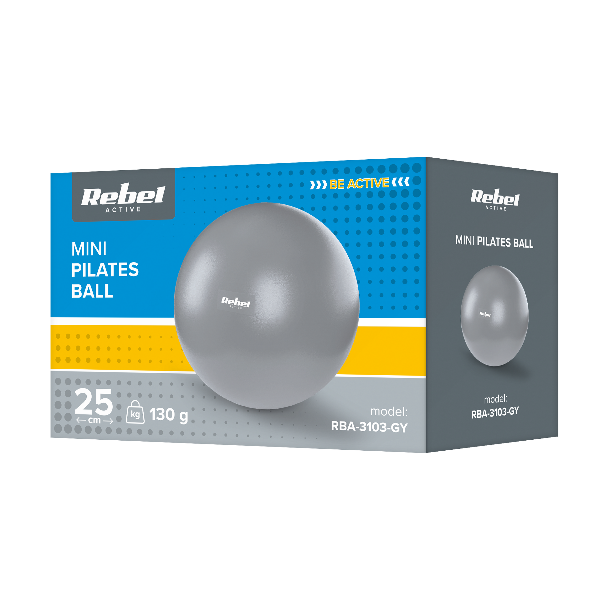 Rebel 25 cm Mini Exercise Ball for Pilates and Rehabilitation, Gray, REBEL ACTIVE – image 4