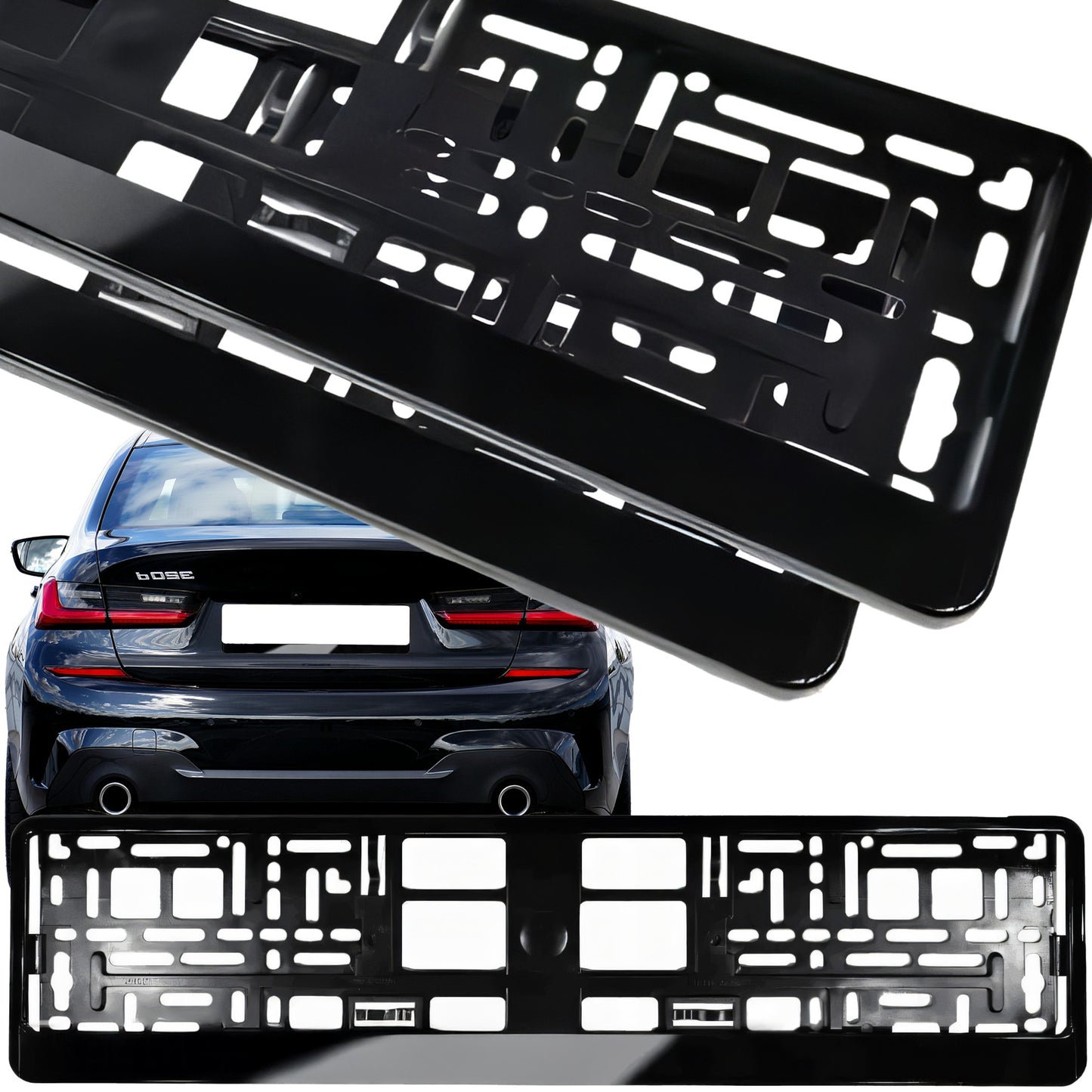 RTO Cosmetics, trunks – 2x black license plate frames, set of 2