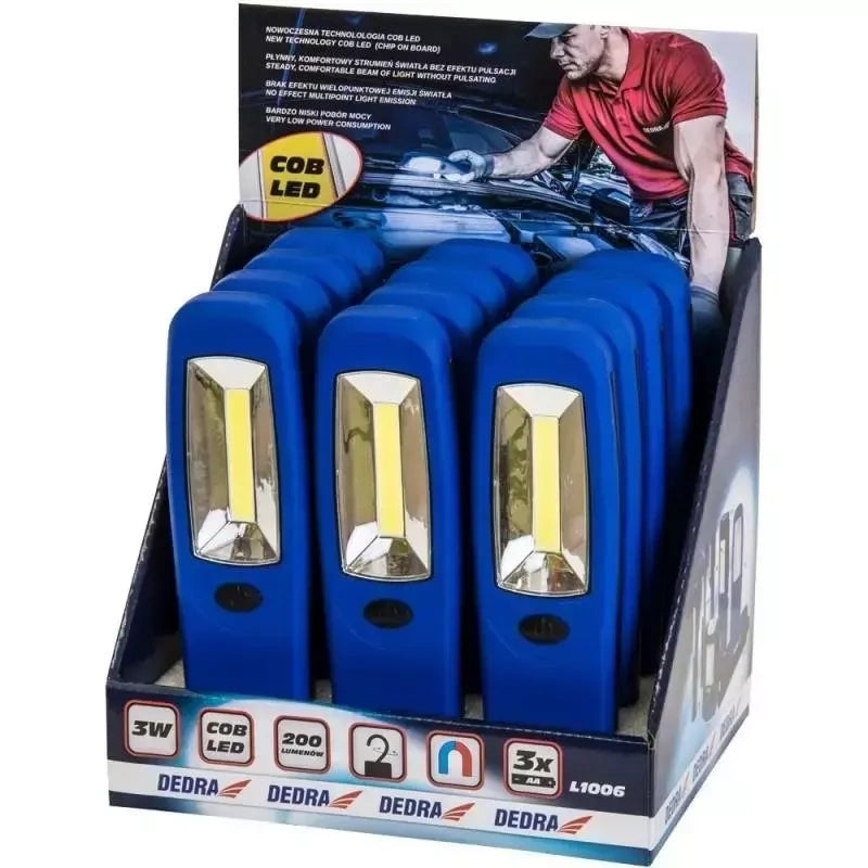 Dedra Flashlights, hand lamps, headlamps – 3W COB LED flashlight, oblong, battery-powered – image 2