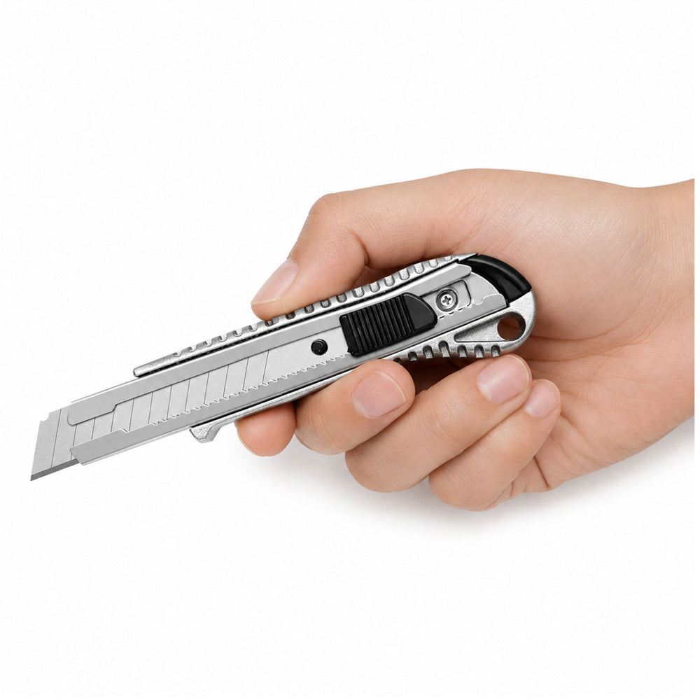 LEAN Aluminum Segmented Retractable Knife with Lock and Folding Blade, 18 mm – image 2