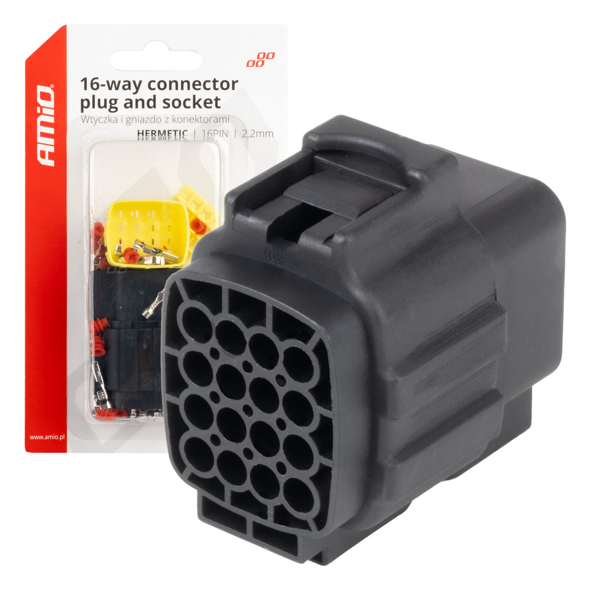 AMiO Connectors – Waterproof Electrical Connector, 16-Pin 2.2mm Set, amio-04353