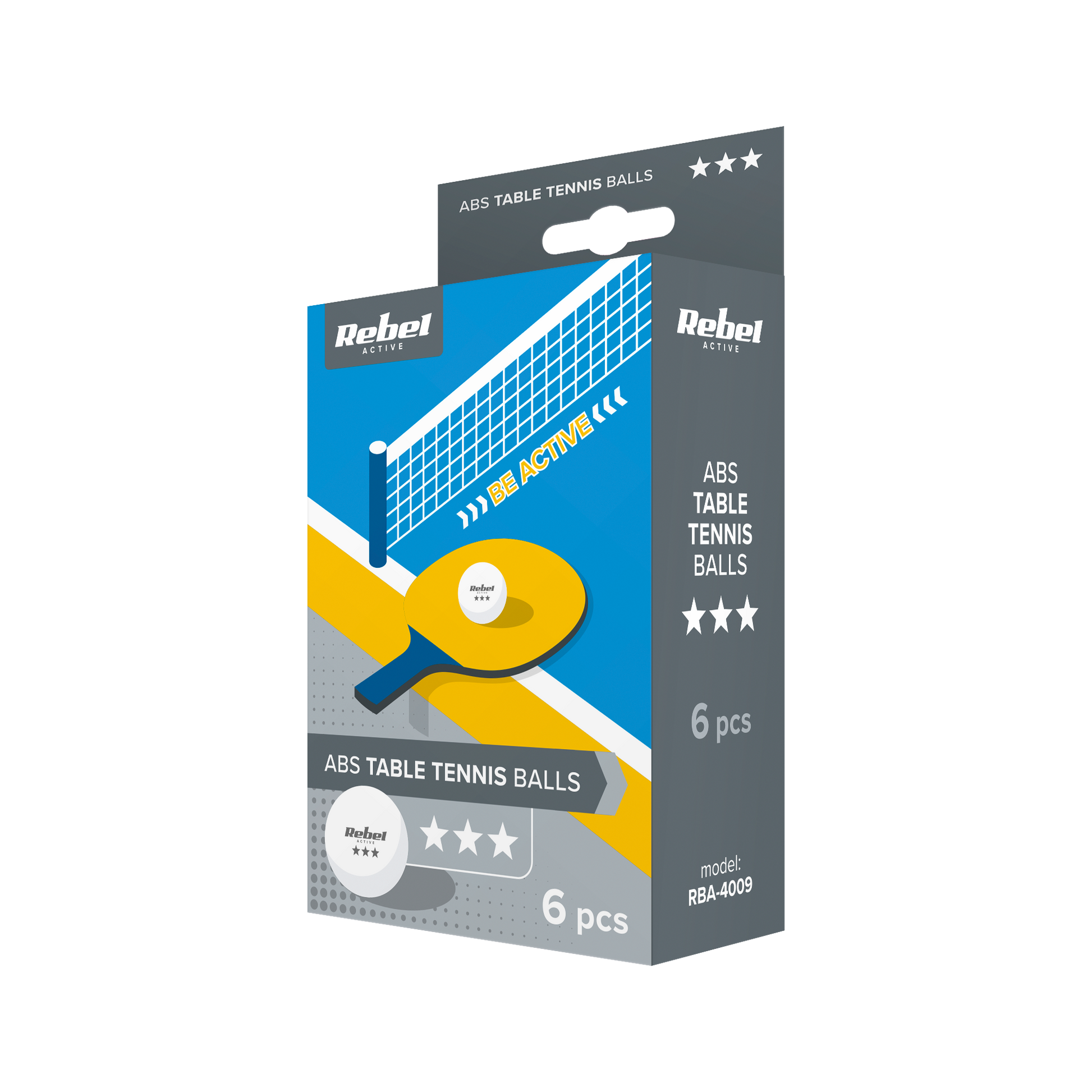 Rebel Table tennis ball set * * *, ABS material, 6 pcs, REBEL ACTIVE – image 2