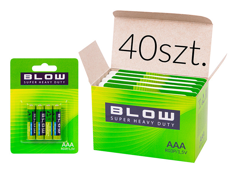 Blow 82-660# Blow Super Heavy Duty AAA R03P Batteries, Blister Pack, 40-Pack