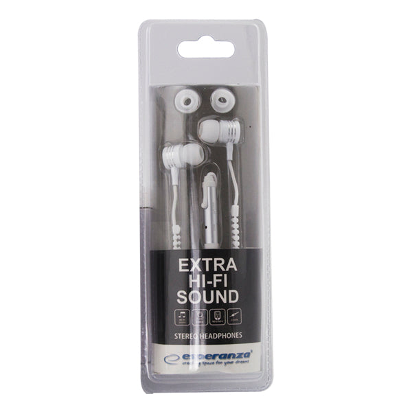 Esperanza Earbuds – EH161W Esperanza In-Ear Headphones with Microphone, Zipper, White – image 2