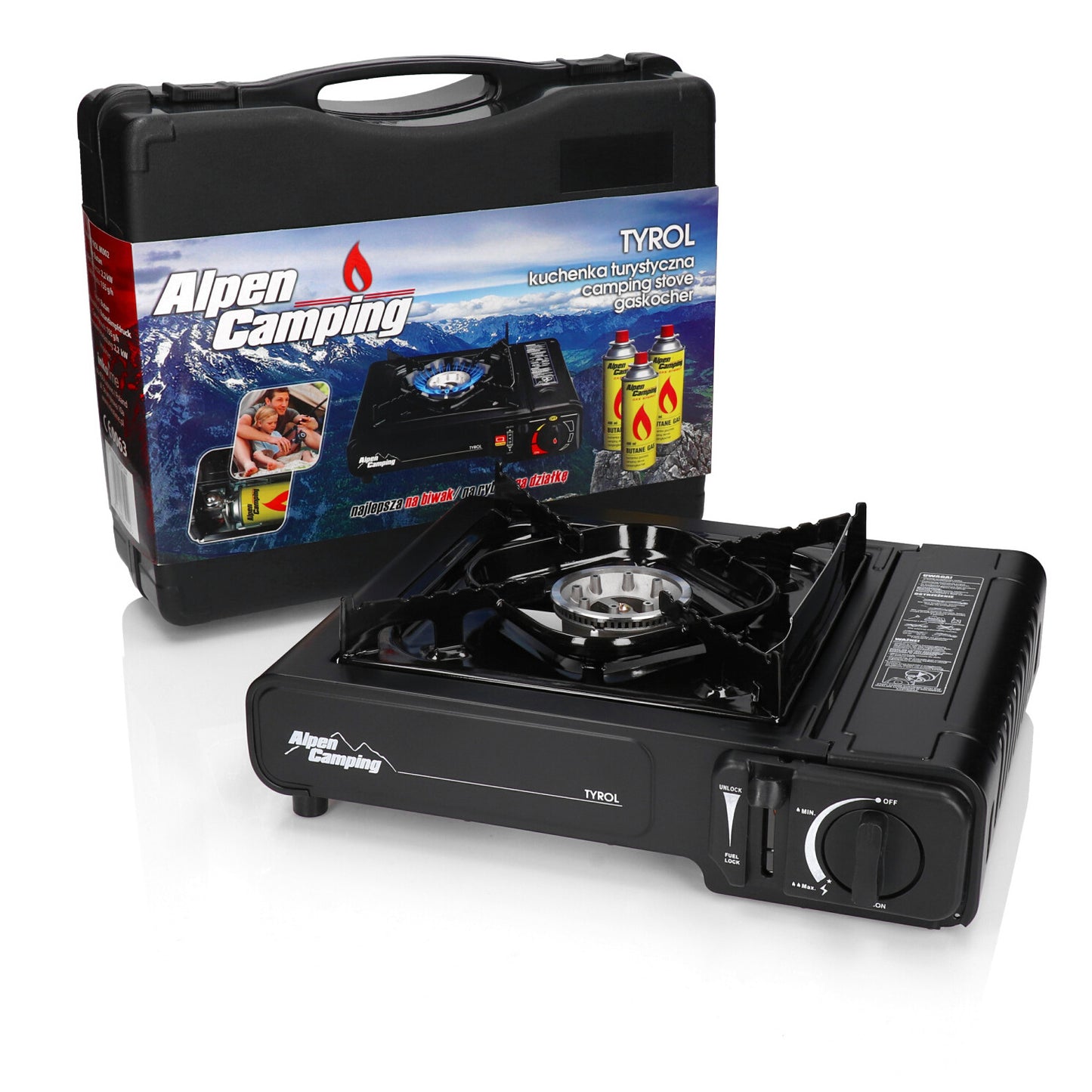 INKO-TIME Alpen Camping camping stove, power: 2.0 kW, gas consumption: 146 g/h, piezoelectric ignition, TYROL – image 3