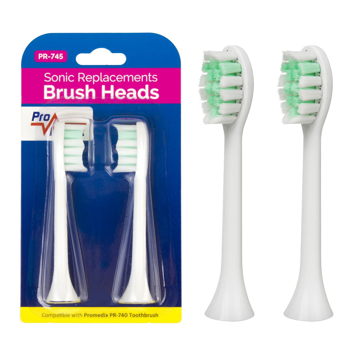 ProMedix Replacement Brush Set for the PR-740 W by Promedix, 2-pack, white, PR-745 W