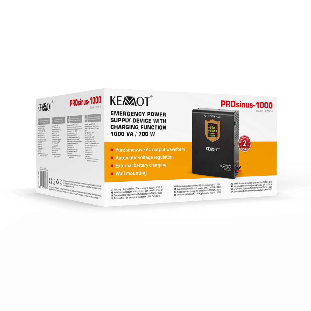 Kemot KEMOT PROsinus-1000 Wall-Mounted UPS—a power converter with a pure sine wave output and a charging function—12V, 230V, 1000VA/700W – image 4