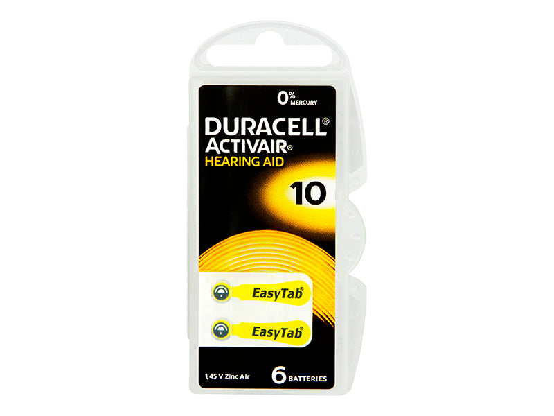Blow Alkaline, coin-cell, and – 3856# Duracell DA-10 hearing aid batteries, 6-pack