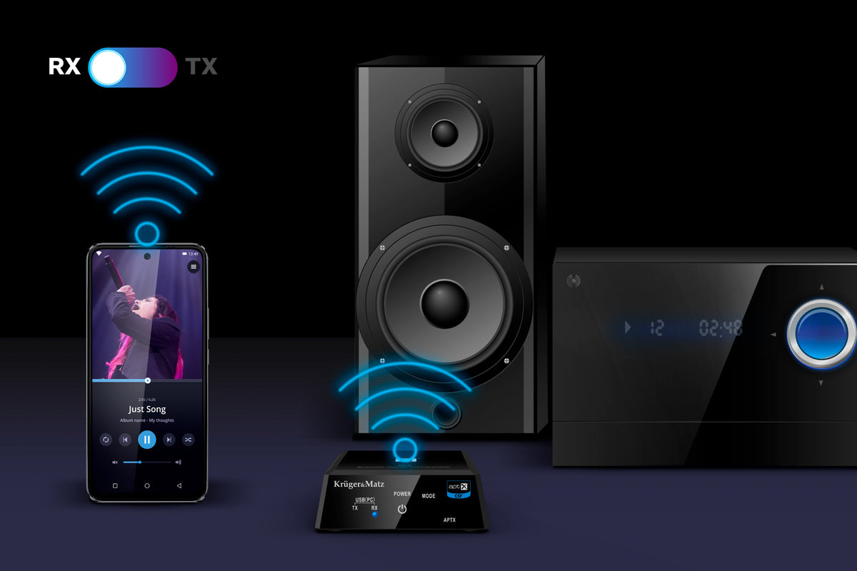 Kruger&Matz 2-in-1 Bluetooth Hi-Fi Audio Receiver and Transmitter (Apt-X, NFC) — Model BT-1 – image 7