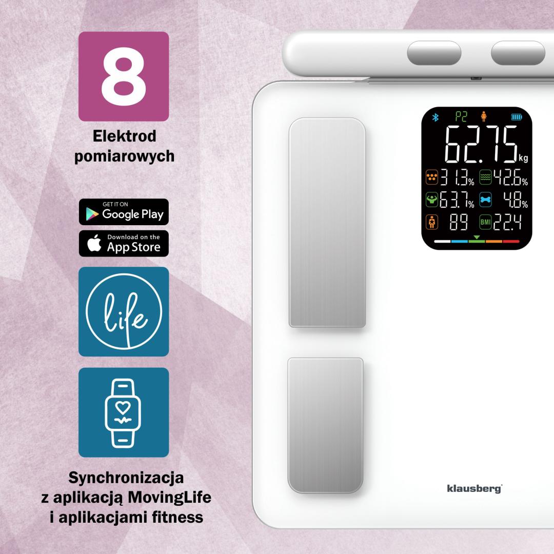 Klausberg Bathroom scale with handle, electronic, precise body composition analysis, white, Klausberg, KB-7857 – image 8