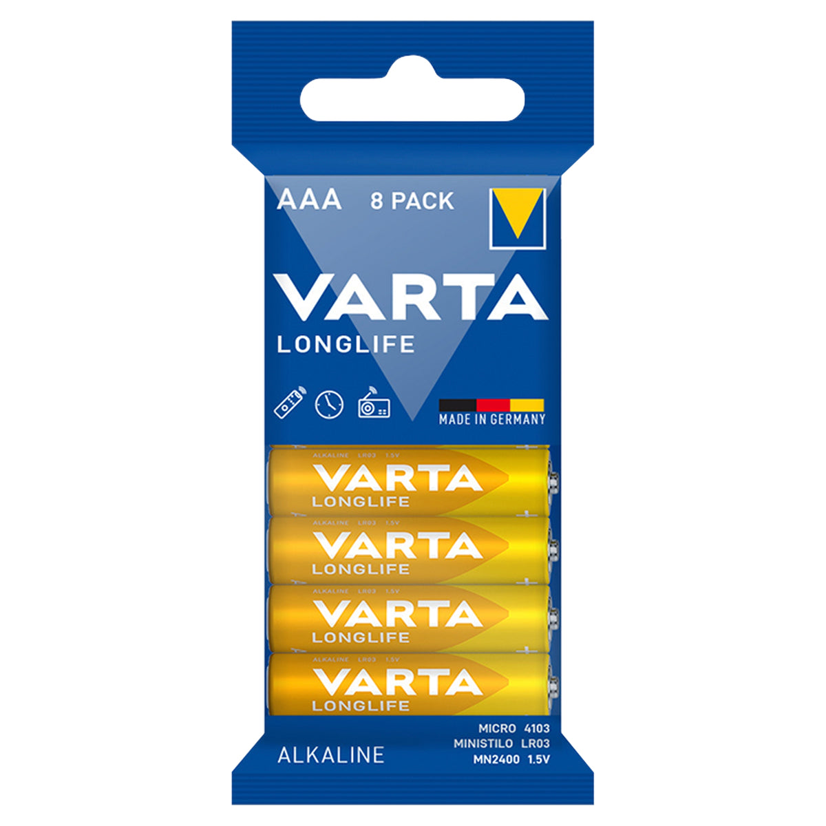 Blow 82-686# AAA 1.5 V LR3 Varta LongLife Alkaline Battery, Foil Pack, 8-Pack