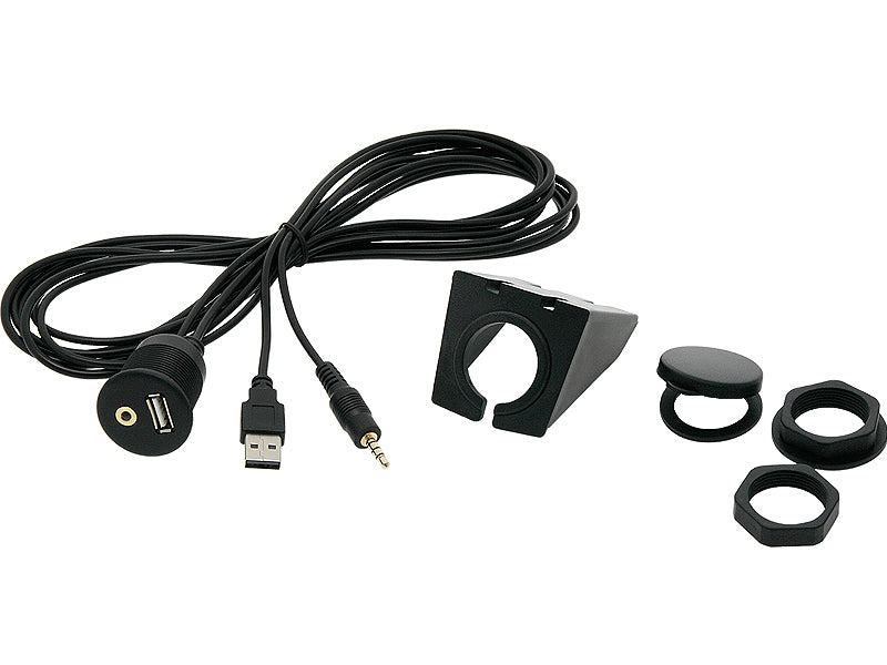 Blow 0301# Car USB+AUX Mounting Connector - 2-meter Socket with Mount