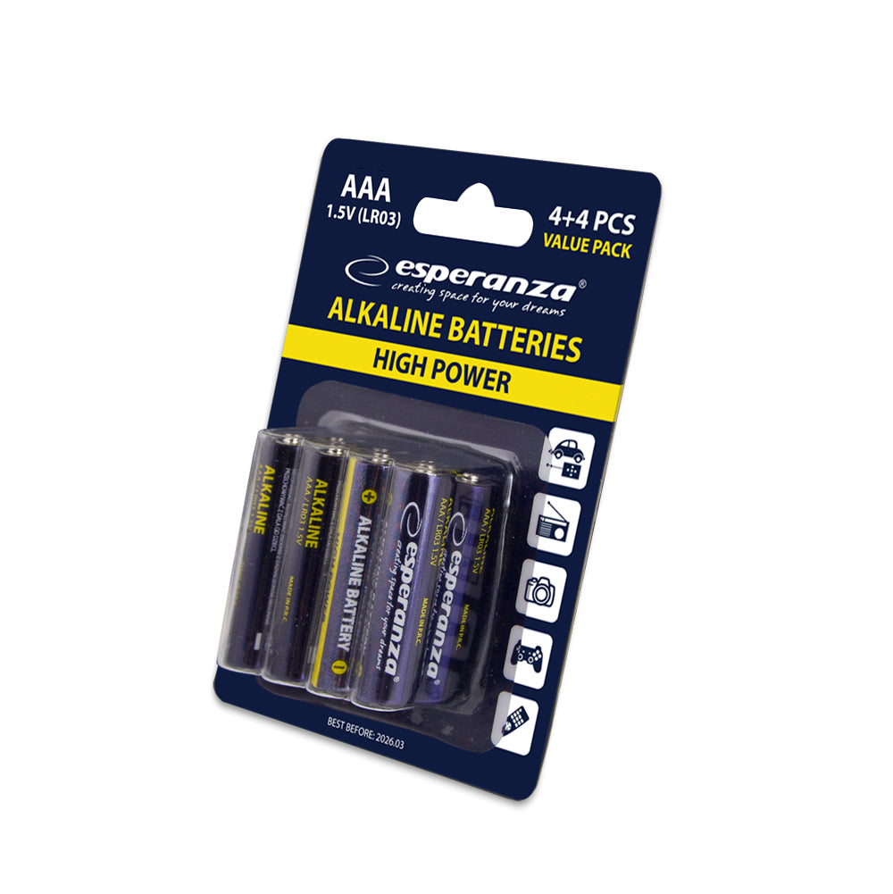 Esperanza Alkaline, coin-cell – EZB104 Esperanza AAA Alkaline Batteries, 8-Pack, Blister Pack – image 6